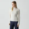 Theory Traveling Mock Neck Rib Cashmere Sweater In White
