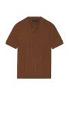Theory Ribbed Polo In Brown