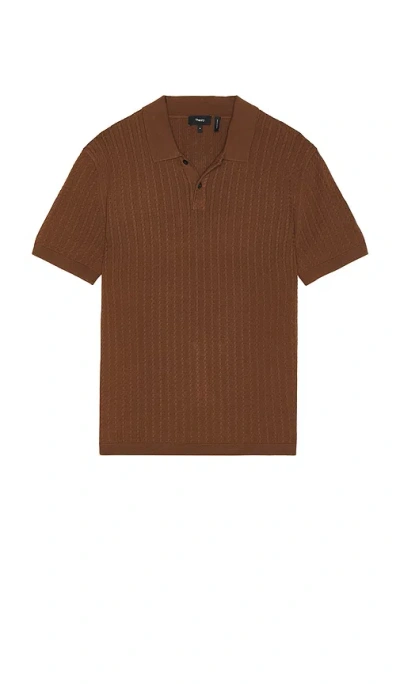 Theory Ribbed Polo In Brown