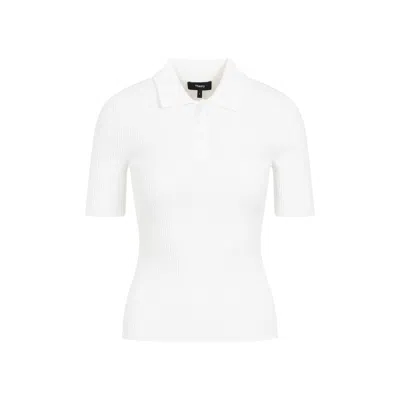 Theory Ribbed Polo Top In White