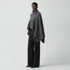 Theory Ribbed Poncho In Astor Wool In Gray
