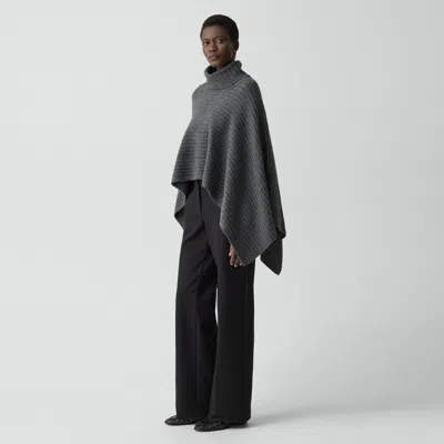 Theory Ribbed Poncho In Astor Wool In Black