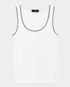 Theory Ribbed Scoop-neck Tank Top In White