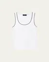 Theory Ribbed Scoop-neck Tank Top In Ivory