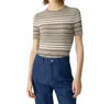 Theory Ribbed Short-sleeve Sweater In Light Cider Multi In Neutral