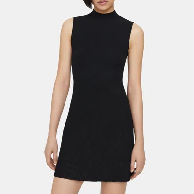 Theory Ribbed Sleeveless Dress In Crepe Knit In Black