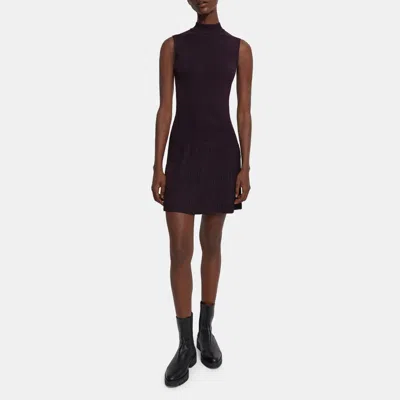 Theory Ribbed Sleeveless Dress In Crepe Knit In Merlot