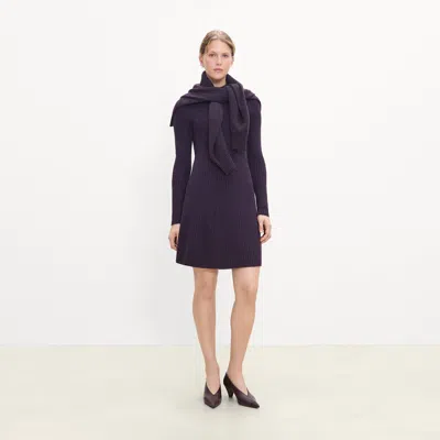 Theory Ribbed Sweater Dress In Felted Wool-cashmere In Purple