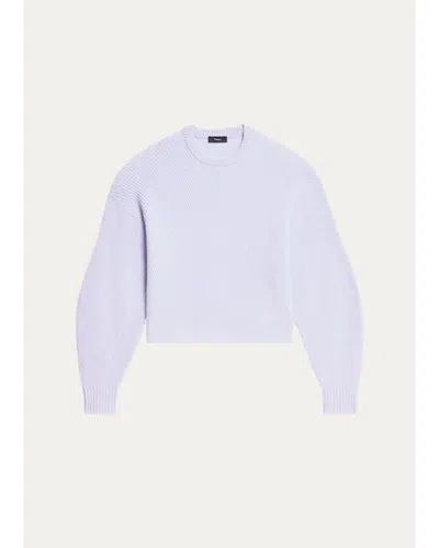Theory Ribbed Wool Crewneck Sweater In White