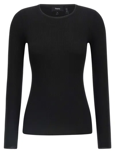Theory Ribbed Wool Sweater In Black
