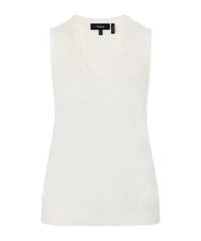 Theory Ribbed Wool Tank In White