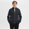 Theory Ribbed Zip-up Cardigan In Merino Wool In Dark Grey Heather