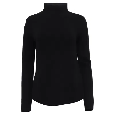Theory Ribbed-knit Mock Neck Sweater In Black Cashmere