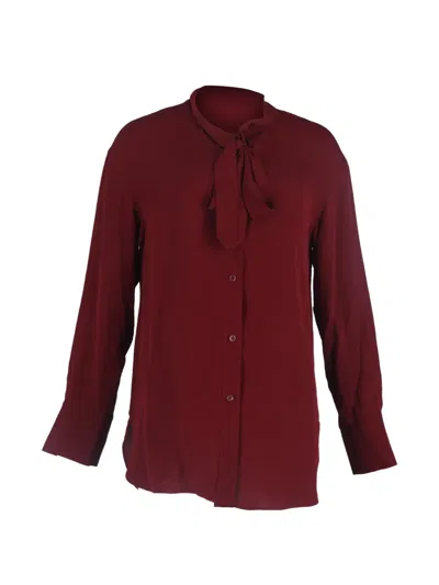Pre-owned Theory Ribbon-detail Buttoned Shirt In Red