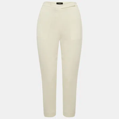 Theory Rice White Admiral Crepe High Waist Slim Fit Cropped Trousers In Animal Print