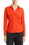 Theory Riduro C.nebulous Organic Cotton Slub Long Sleeve Button-up Shirt In Red