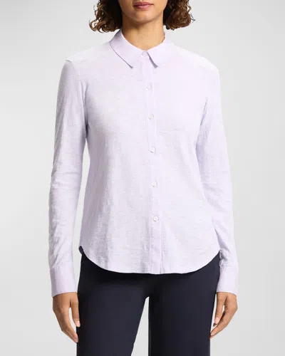 Theory Riduro Organic Cotton Button-up Shirt In White