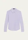 Theory Riduro Organic Cotton Button-down Shirt In Soft Iris