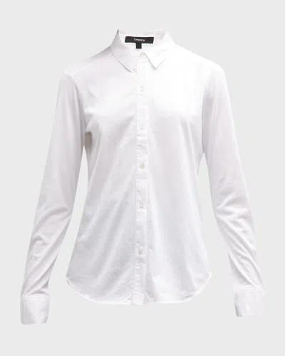 Theory Riduro Organic Cotton Button-up Shirt In White