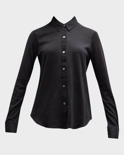 Theory Riduro Organic Cotton Button-up Shirt In Black