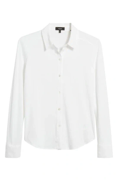 Theory Riduro Organic Cotton Button-up Shirt In Soft Iris