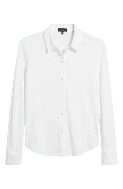 Theory Riduro Organic Cotton Button-up Shirt In White