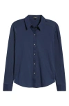 Theory Riduro Organic Cotton Button-up Shirt In Blue