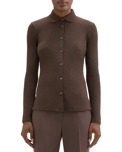 Theory Riduro Rib Top In Brown