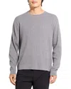 Theory Riland Cable Stitch Cotton Crewneck Sweater In Gray