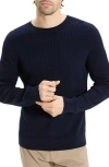 Theory Riland Cable Stitch Cotton Crewneck Sweater In Blue