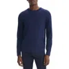 Theory Riland Cabled Cotton Crewneck Sweater In Baltic Melange
