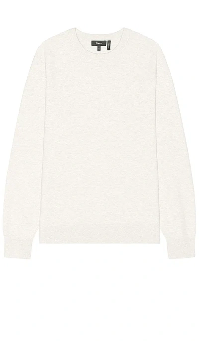 Theory Riland Crew Sweater In Melange Ivory