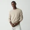 Theory Riland Crewneck Sweater In Light Bilen In Earl Grey