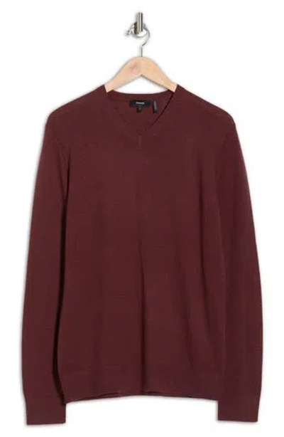 Theory Riland V-neck Sweater In Brown
