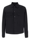 Theory River Cotton Blend Twill Trucker Jacket In Black