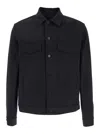 Theory River Cotton Blend Twill Trucker Jacket In Black