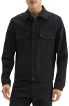 Theory River Cotton Blend Twill Trucker Jacket In Black