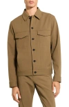 Theory River Cotton Blend Twill Trucker Jacket In Brown