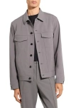 Theory River Cotton Blend Twill Trucker Jacket In Gray