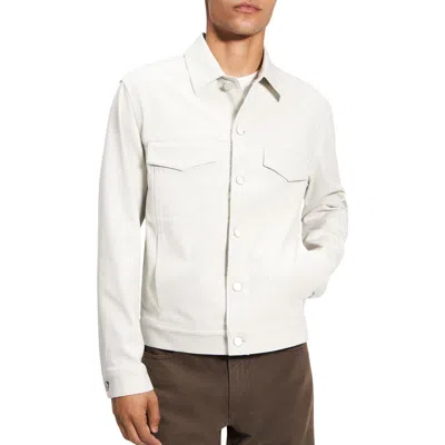 Theory River Twill Trucker Jacker In Buff