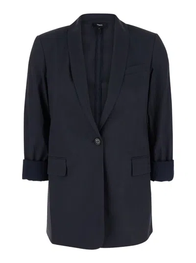 Theory Shawl-lapels Single-breasted Blazer In Black