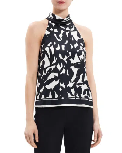 THEORY THEORY ROLL NECK SILK HALTER TOP