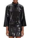 Theory Women's Fluid Sequin Long-sleeve Roll Neck Top