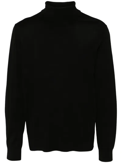Theory Roll-neck Wool-blend Jumper In Schwarz