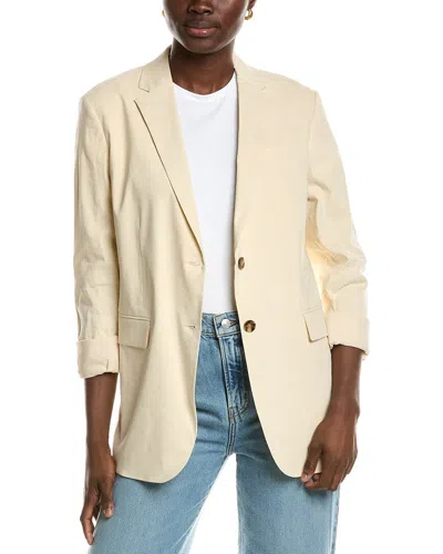 Theory Rolled Sleeve Bf Linen-blend Jacket In Neutral