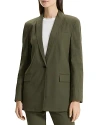 Theory Rolled-sleeve Shawl Collar One-button Jacket In Dark Olive