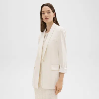 Theory Rolled Sleeve Blazer In Striped Admiral Crepe In Neutral