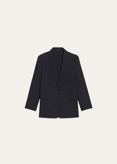 Theory Rolled-sleeve Shawl Collar One-button Jacket In Concord