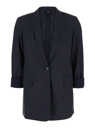 Theory Rolled Sleeved Blazer In Black
