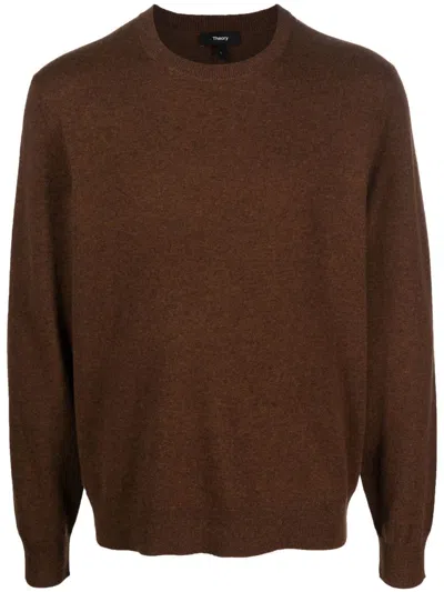 Theory Round-neck Knit Jumper In Braun